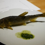 馳走 啐啄一十  - 「素揚げ子持ち鮎(広島県太田川産)
      クレソンと山葵の合わせ酢を添えて」