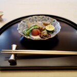 銀座 吉兆 - 焼き物 黒毛和牛ヒレカツ、蕗の薹の味噌