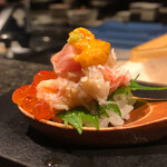 KINKA sushi bar izakaya - 寿司（雲丹・かに・いくら）
