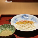 富小路 やま岸 - 茹で蟹とオレンジ白菜、太そうめん