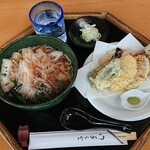 Kafeterasu Fuukisou - 稲庭うどん　野菜の天ぷら　1,000円　2022/02