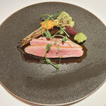 銀座 レカン - ブルターニュ産仔鴨のロティ宇和島産柑橘を使ったソースビガラード
