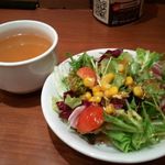 しゃぽーるーじゅ - ランチに付くスープとサラダ
