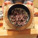 Aidukaiseki Tsuruga - 蛍烏賊とフキノトウの羽釜炊き込みご飯