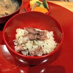 會津懐石 鶴我 - 蛍烏賊とフキノトウの炊き込みご飯
