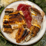 うを徳 - 2022.2 浜名湖天然鰻ちらし（本鮪、真鯵、平貝、天然トラフグ白子、キチジ入り）