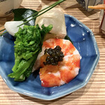 温味 - 車海老 菜の花 ヒラメ鮨 独活