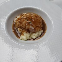 レストラン アラジン - 魚料理：手長海老のリゾット。リゾットだけでも相当ウマいのだが、更なるブーストをかける手長海老のビスクソースがヤバいぐらい旨い。これは最高ですわ(#^.^#)