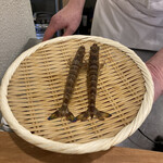 てんぷら 一心 - 車海老は直前に剥いて仕上げます