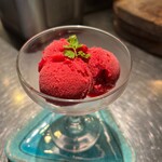 Vanilla ice cream or cassis sorbet