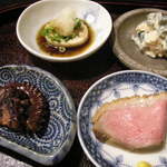 shukouoosakamampukudou - 鮟肝、白和え、河内鴨、タコの柔らか煮