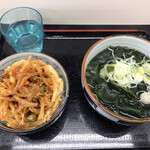 立喰いそば 山吹 - かき揚げ丼セット＋わかめ