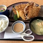 まるやま - かにフライ＆ロース・かにコロ定食