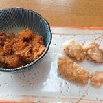Maguro Shokudou - マグロの白子と玉子の旨煮(500円)。かま揚げの方がよかったかな…