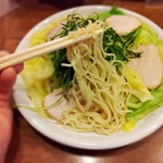 広島風冷しつけ麺・楽 - よく冷水で締められたコシの有る細麺