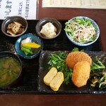 Noukashokudouwagaya - ミンチカツとコーンコロッケ定食