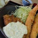 御食事処勝美 - エビフライとちきん南蛮850円