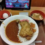 すき家 - ほろほろチキンカレー630円とタマゴ味噌汁セット