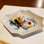 樹 - 鮟鱇の刺身と珍味（卵・皮）