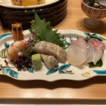 Kai Sengokuhara - 鯛、太刀魚、えびの刺し身