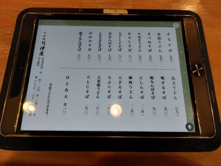 h Shiduya - タブレットで注文。結構年期が入ったタブレットなので大分前から使われているのかも