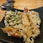 蕎房 猪口屋 - 海老天ざるの天ぷら