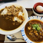 すき家 - 牛あいがけカレー大・&麻婆皿&温玉