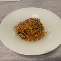 リストランテ エスト - 縞ホッケスモークと小松菜のスパゲティーニ