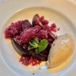 北島亭 - 2022.1.  洋なしの赤ワインのコンポート シナモンアイス添え