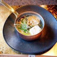 鉄板焼 赤坂 - 前菜:あん肝入り鍋仕立て