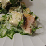 yokoyama - 鰆 豊洲から来たあん肝 腐乳（豆腐を発酵させたソース）兵庫県で作られる豆腐のソース ほうれん草のソース 柚子と白味噌のピューレ レモンミントオイル