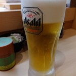 Hamazushi - 生ビール1杯目