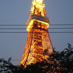 タワシタ - テラスから見る東京タワー（夜の始まり）