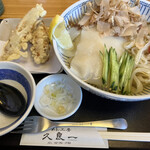 Kuraichi - 冷製川幅うどん720円　ちくわ天180円