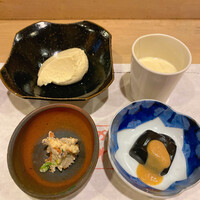 日本料理 川島 - ざる豆腐、豆乳、おから炒り 豆腐田楽