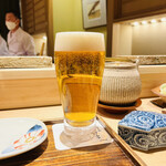 日本橋 蕎ノ字 - ◎生ビール大で喉を潤す。