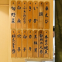 日本橋 蕎ノ字 - ◎今夜の天ぷらのメニューの木札