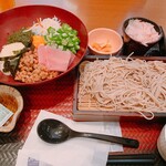 大戸屋 - アカモク入りネバトロ丼大盛りとせいろ蕎麦セット^ - ^