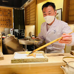 日本橋 蕎ノ字 - ◎車海老の天ぷら、はいどうぞ❗️