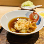 日本橋 蕎ノ字 - ◎車海老の頭は天つゆで頂く