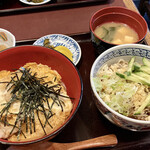 Miyoshiya - 豚とじ丼＆たぬきそばセット