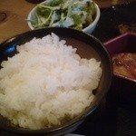Kamezen - ランチ・焼魚定食のご飯、サラダ