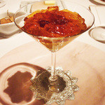 人参のムースとコンソメジュレ　ウニ添え