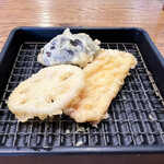 魚がし天ぷら 魚天 - 魚がし定食（蓮根、茄子、たまご焼き）