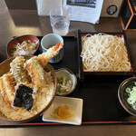 松盛庵 - 天丼そばセット（両方大盛り）