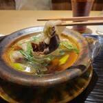 富小路 やま岸 - 猪 海老芋 葱の鍋