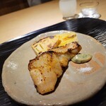 富小路 やま岸 - クエの味噌幽庵焼き 筍 木の芽味噌