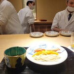 富小路 やま岸 - 焼き蟹 白菜 素麺 蟹味噌だれ