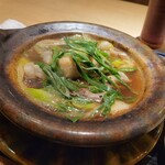 富小路 やま岸 - 猪 海老芋 葱の鍋