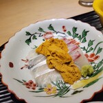 富小路 やま岸 - 真鯛の紫雲丹のせ　